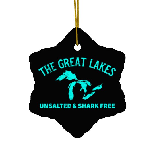 The Great Lakes Unsalted & Shark Free Michigan Vin Ceramic Ornaments