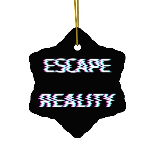 escape reality cyberpunk glitch Ceramic Ornaments
