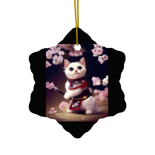 Samurai Cat Ceramic Ornaments