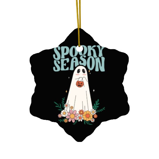 Funny Floral Ghost Halloween Spooky Season Ceramic Ornaments