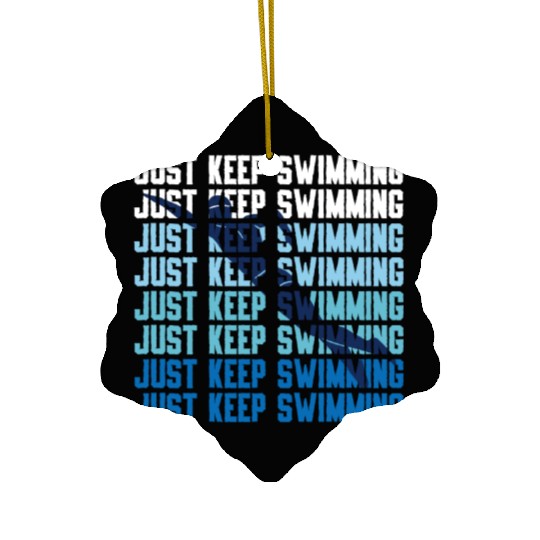 Swimmer Swim Just Keep Swimming Ceramic Ornaments