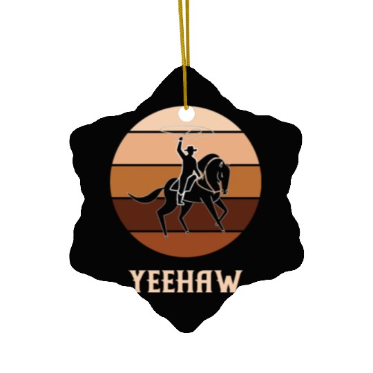 Yeehaw Cowboy Western Desert Cowgirl Horseback Ceramic Ornaments