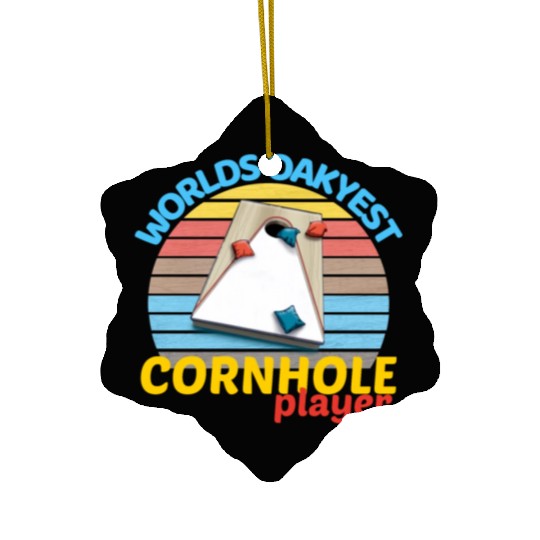 worlds oakyest cornhole player two Ceramic Ornaments