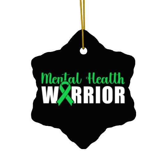Mental Health Warrior Green Ribbon Ceramic Ornaments