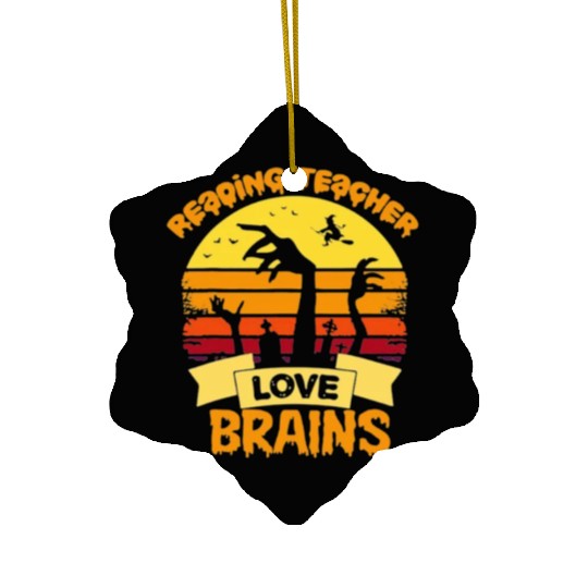 Reading teacher love brains Ceramic Ornaments