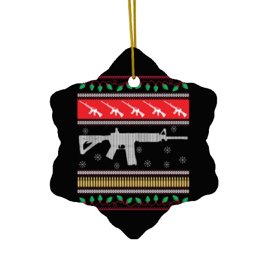 Funny Ugly Christmas design for AR 15 lover Ceramic Ornaments