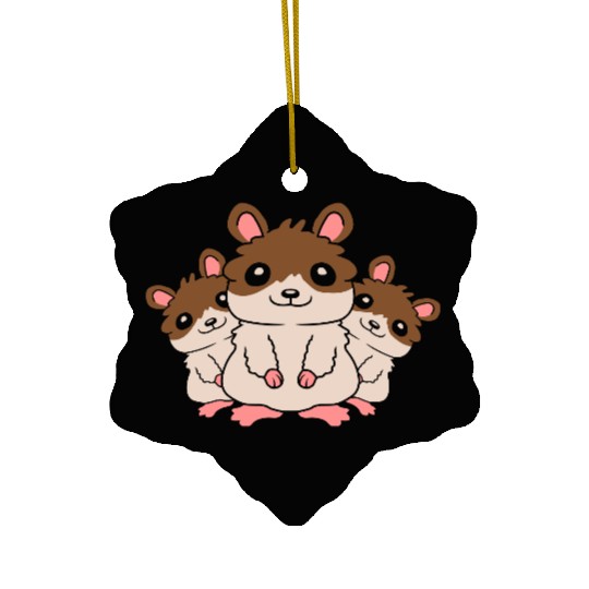 mom hamster kids crew Ceramic Ornaments