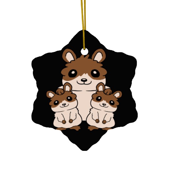 Happy hamster family kids Ceramic Ornaments