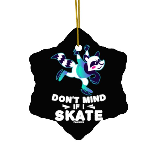 Raccoon ice fast running winter sports Ceramic Ornaments