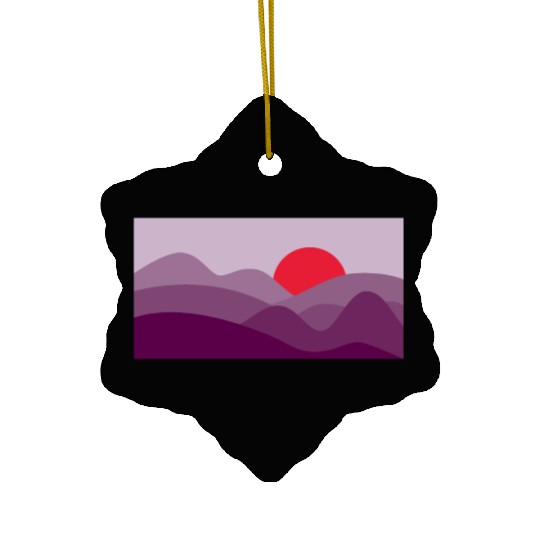 Minimalist Sun Dark Orchid Purple Ceramic Ornaments