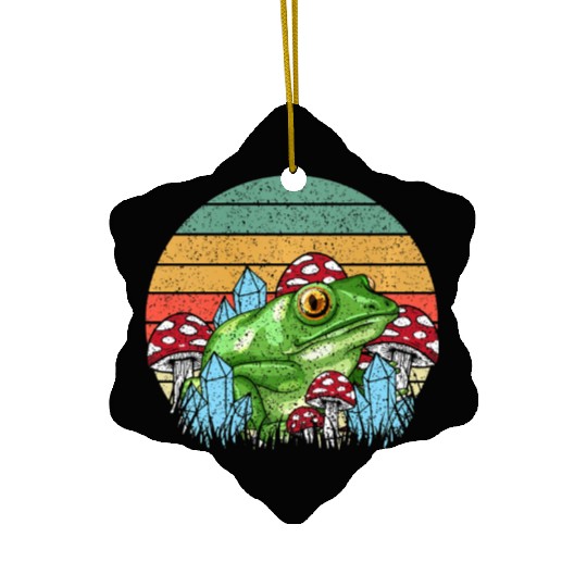 Retro Realistic Toad Frog Mushrooms Ceramic Ornaments