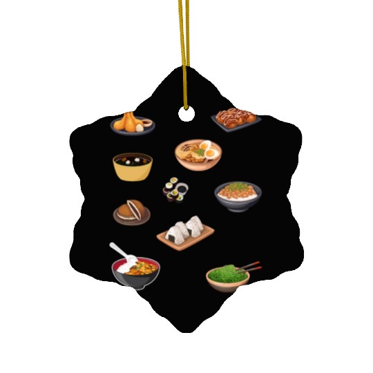 Japanese Ramen Cool Pack,Ramen Mushroom Crossword- Ceramic Ornaments