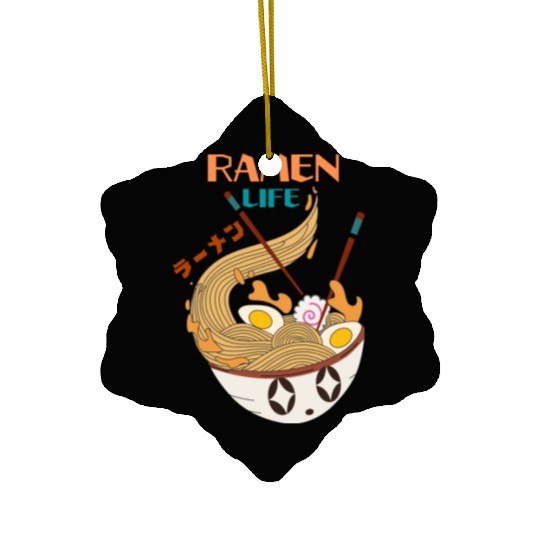 Ramen Mushroom Crossword-japanese noodles Ceramic Ornaments