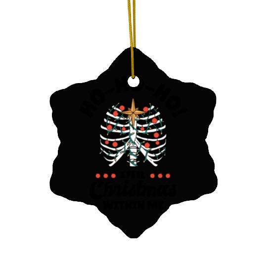 Christmas Holiday Skeleton Rib Cage Radiology Ceramic Ornaments