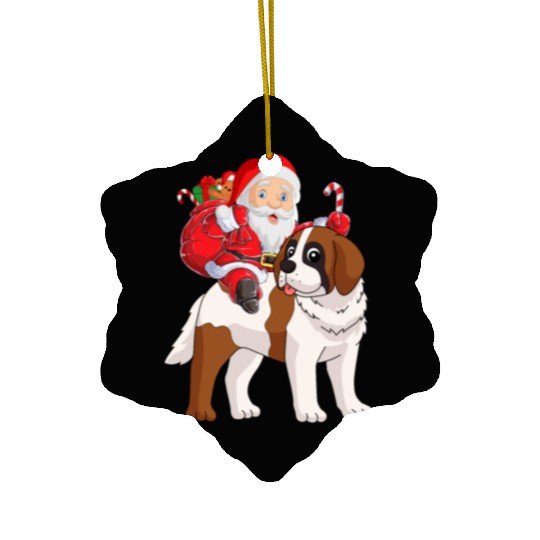 Saint Bernard Christmas Santa Claus Xmas Pajama Ceramic Ornaments