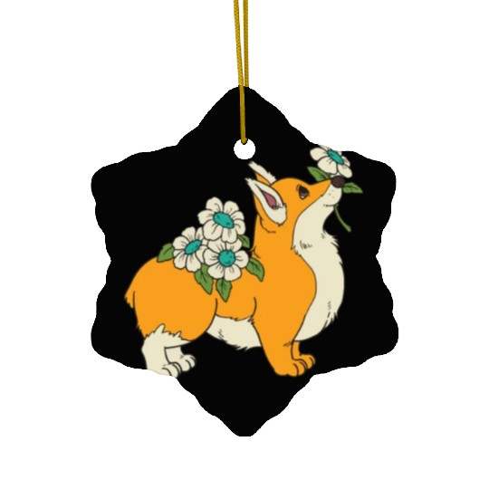 Corgi Flower Mom Cute Dog Lover Ceramic Ornaments