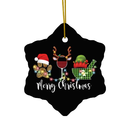 Merry Christmas Pharmacist Dog Mom Wine Ceramic Ornaments