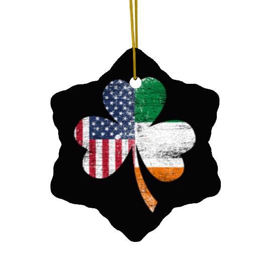Shamrock Usa Flag Irish Ireland Ceramic Ornaments