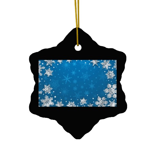 Winter Snowflakes Navy Blue Pattern Ceramic Ornaments