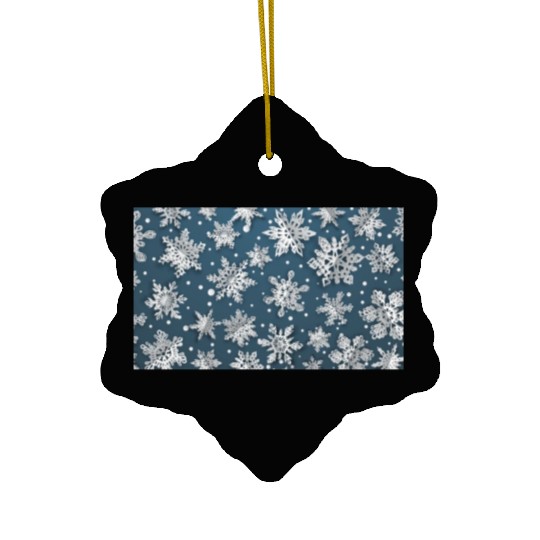 Modern Snowflakes Pattern Blue Ceramic Ornaments