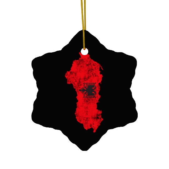 Albania Flag Country Outline Shape Ceramic Ornaments