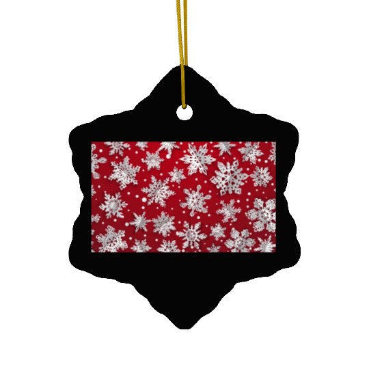 Modern Snowflakes Pattern Red Ceramic Ornaments