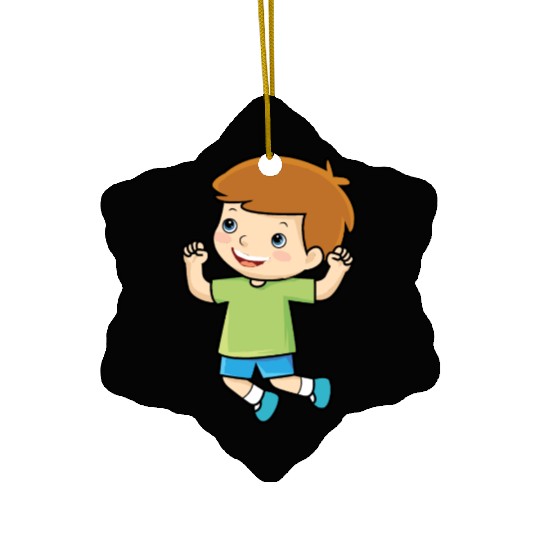 boy jumps school enrollment joy kindergarten boys Ceramic Ornaments