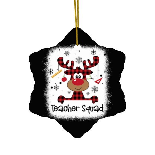 Bleached Teacher Squad Reindeer Funny Teacher Ceramic Ornaments