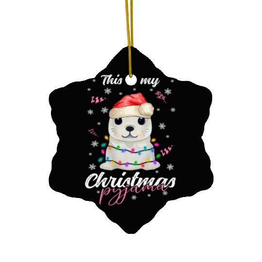 Winter Christmas Pyjama Seal Ceramic Ornaments