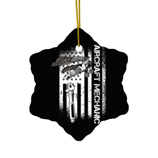 Aircraft Mechanic Us Flag Ceramic Ornaments