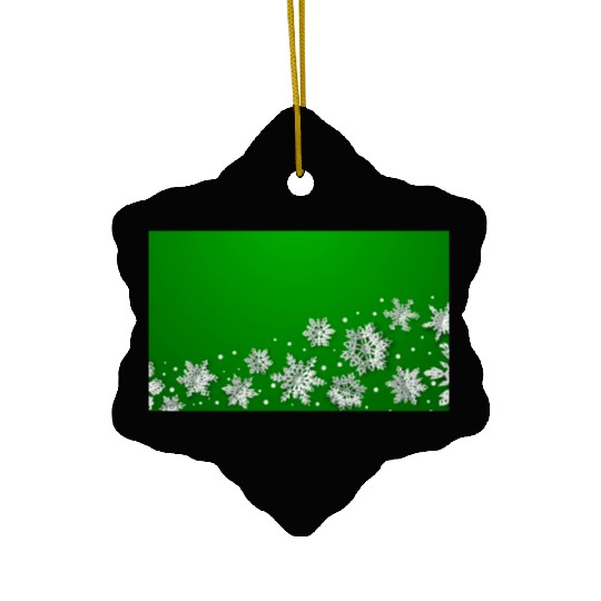 Modern Snowflakes Green Ceramic Ornaments