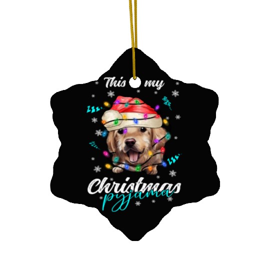 Winter Christmas Pyjama Golden Retriever Ceramic Ornaments