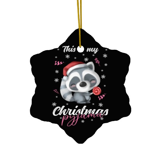 Winter Christmas Pyjama Raccoon Ceramic Ornaments