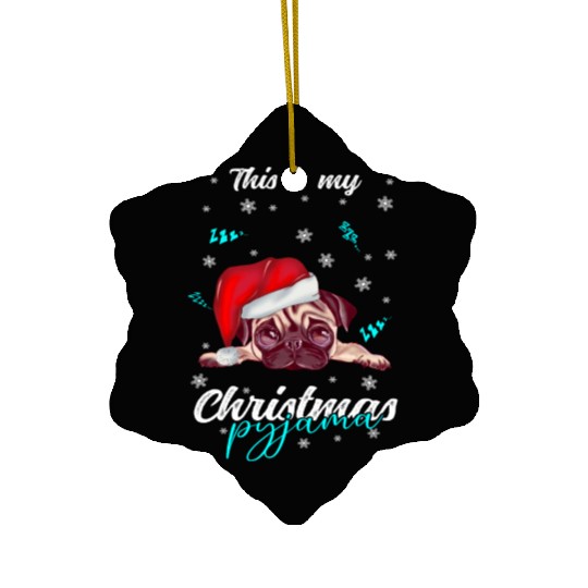 Winter Christmas Pyjama Pug Ceramic Ornaments