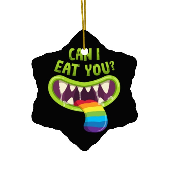 Can I Eat You? Gay Lesbian Rainbow Pride Flag LGBT Ceramic Ornaments