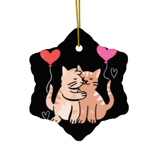 Cat Lover Valentines Day Hearts Day Cupid Love Ceramic Ornaments