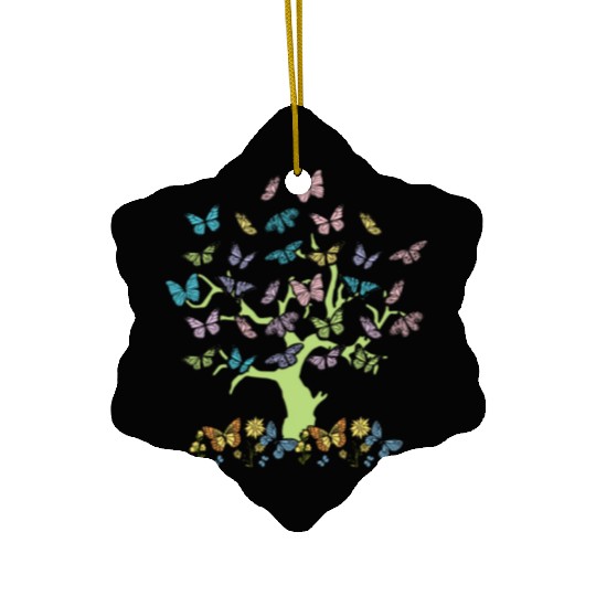 Colorful Butterflies Forest Nature Trees Ceramic Ornaments