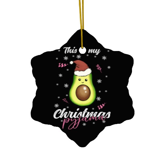Winter Christmas Pyjama Avocado Ceramic Ornaments