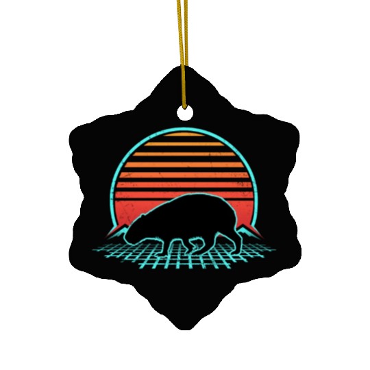 Capybara Retro Vintage 80s Style Animal Lover Pun Ceramic Ornaments