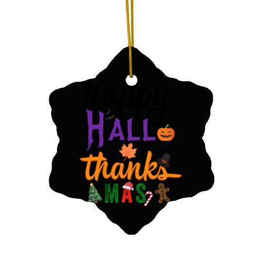 Happy Hallothanksmas Ceramic Ornaments