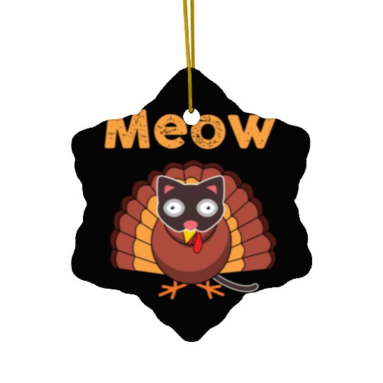 Meow Turkey Cat Mask Thanksgiving Family Dinner Ceramic Ornaments