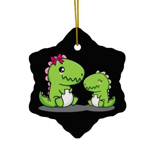 Big sister dino t-rex dinosaur sibling baby girls Ceramic Ornaments