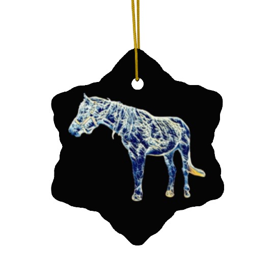 Fantastic anime blue waves horse Ceramic Ornaments