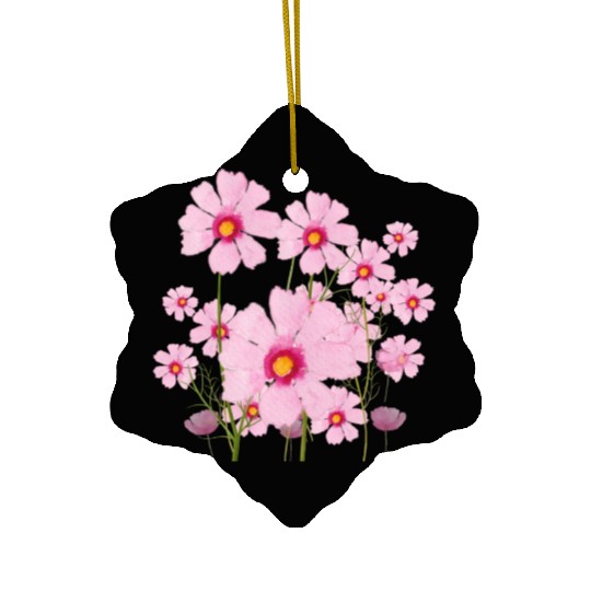 pink bouquet painted with watercolor Ceramic Ornaments