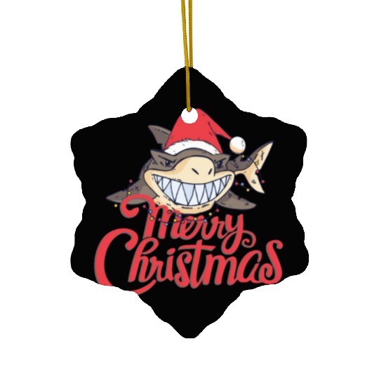 Cute Shark Cheeky In The Ocean For Christmas X-mas Ceramic Ornaments