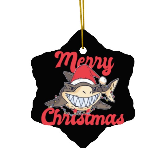 Cute Shark Cheeky In The Ocean For Christmas X-mas Ceramic Ornaments