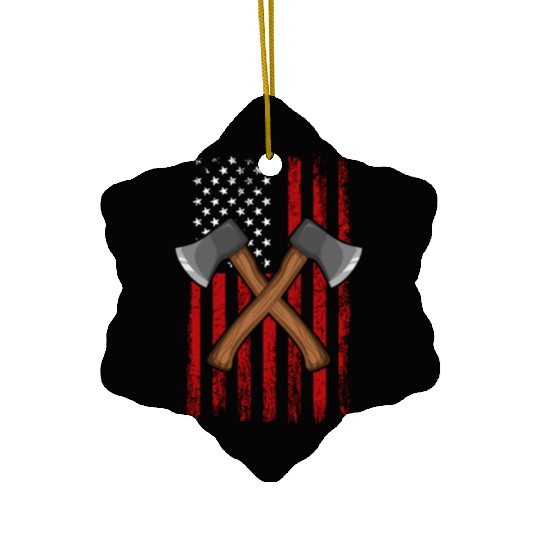 Axe Throwing american flag Hatchet Axe Throwing Ceramic Ornaments