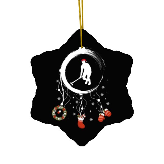 Winter dreamcatcher Christmas field hockey Ceramic Ornaments