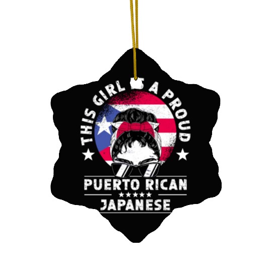 Puerto Rico Flag Japan Grown Women Girl Ceramic Ornaments