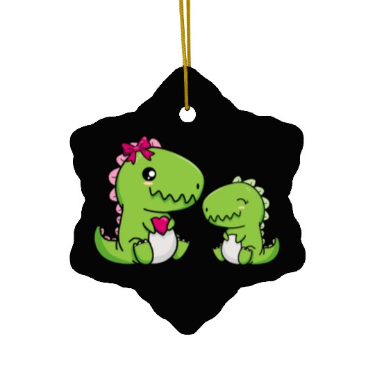 Big sister brother dino siblings boy girl heart Ceramic Ornaments